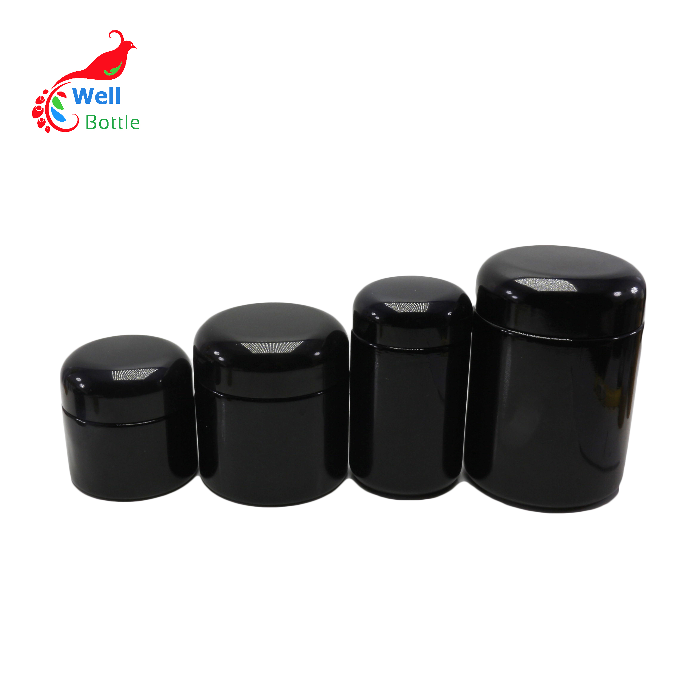 Premium violet glass cosmetic jar weed smell proof container with CRC black Bakelite lid DV218E