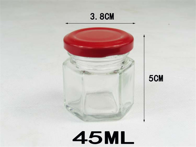 Preserve Chutney Cookies Container With Metal lid Hexagonal Glass Jar 8oz 190ml Honey
