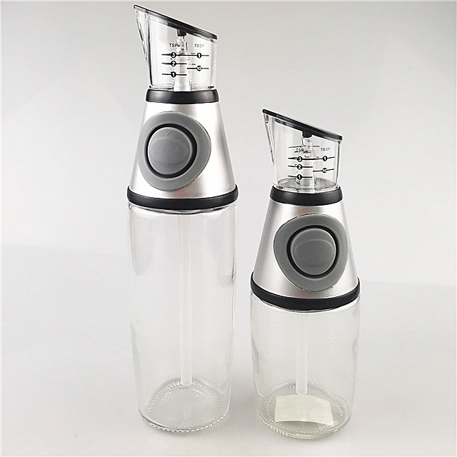 Press and measure salad dressing health oil and vinegar dispenser glass bottle