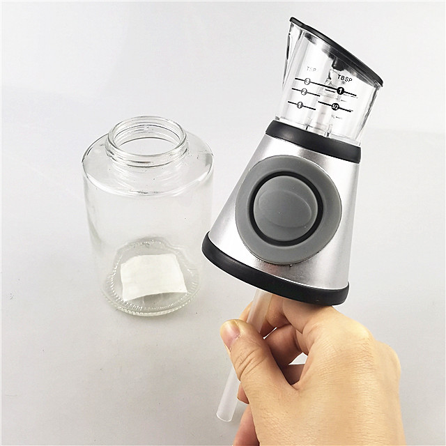 Press and measure salad dressing health oil and vinegar dispenser glass bottle