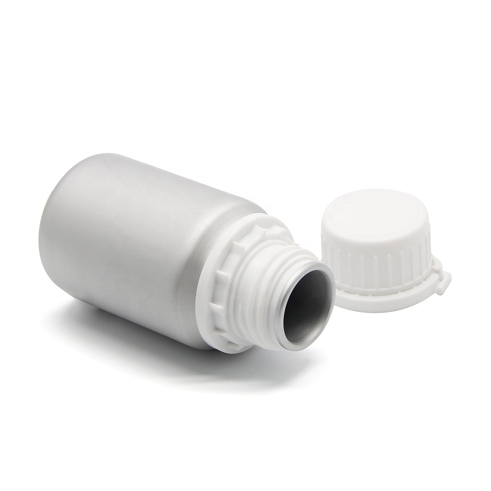 Pressure seal child proof aluminum pill bottle with tamper proof cap new design made in China