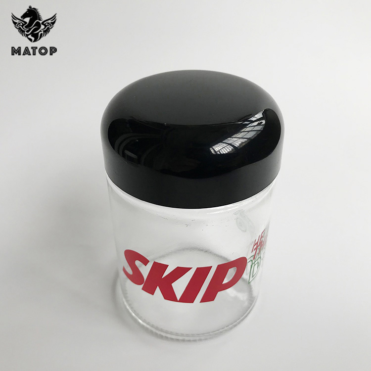 Print logo 50ml 180ml 330ml 450ml airtight glass lid glass weed herb tea honey storage stash jar