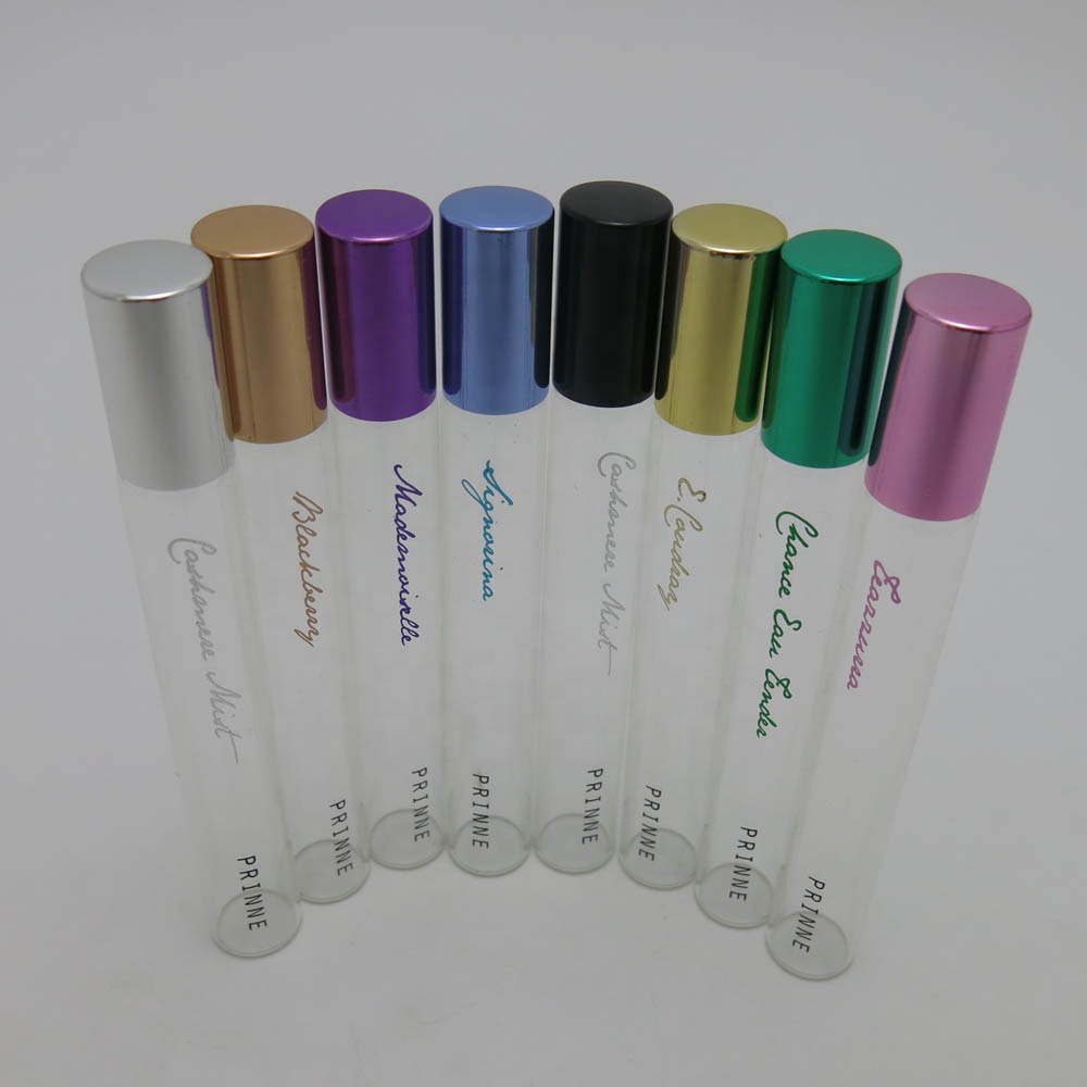 Printing 12ml roll on perfume clear glass cosmetic bottles