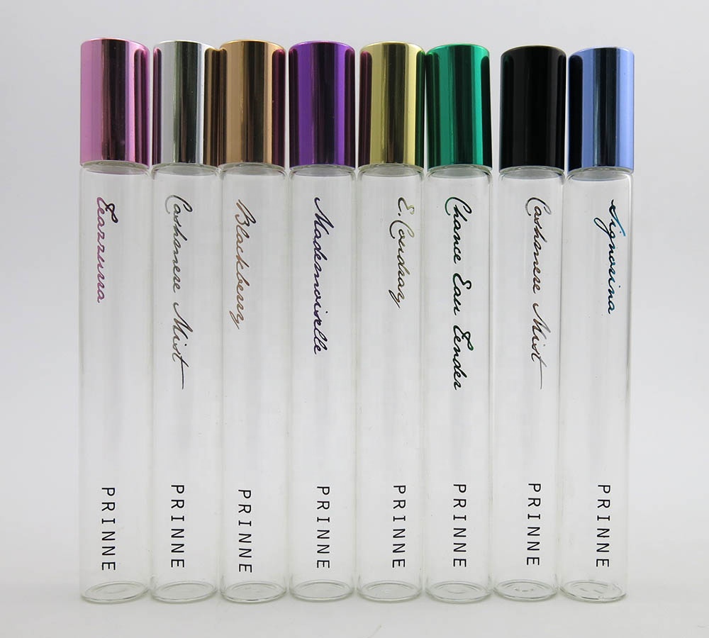 Printing 12ml roll on perfume clear glass cosmetic bottles