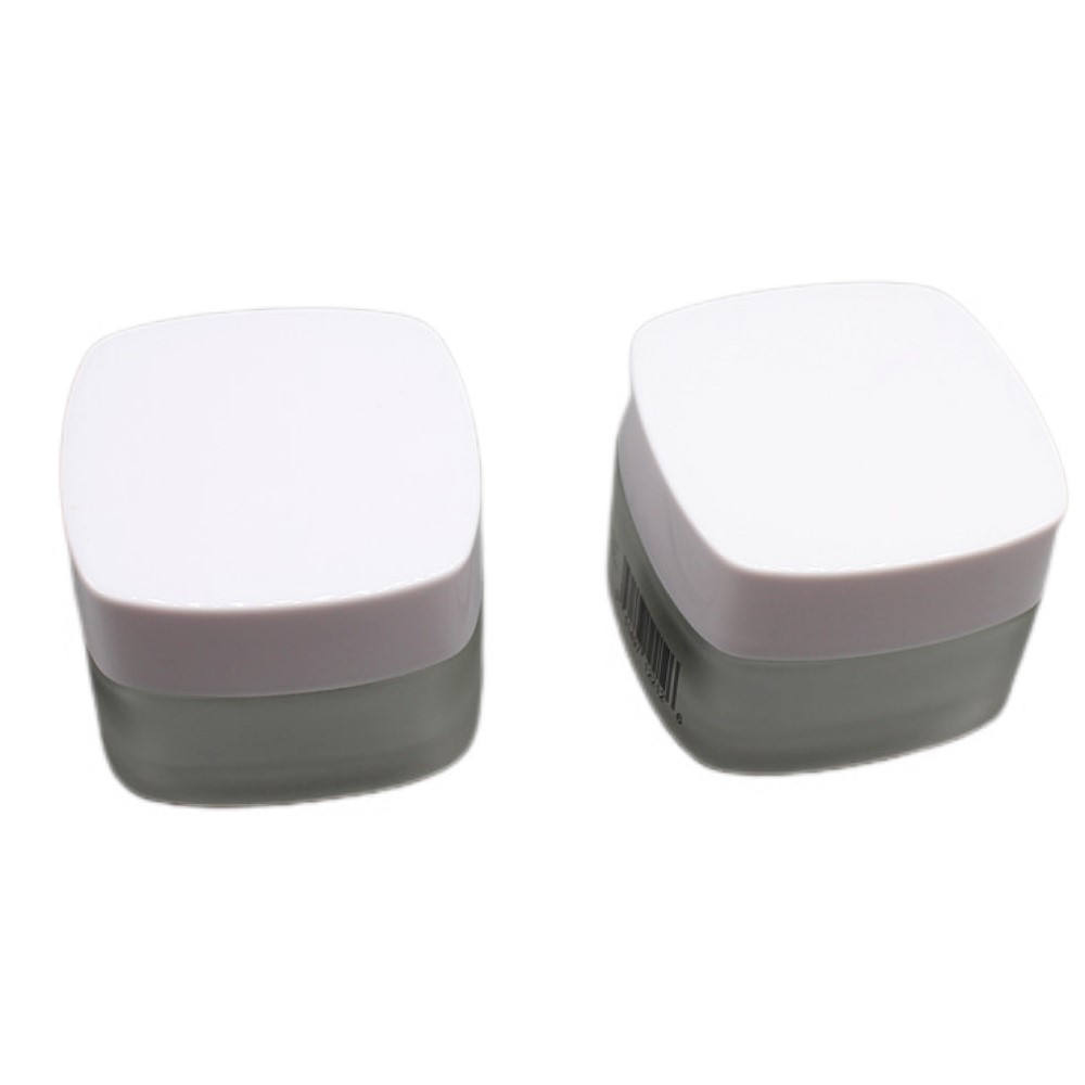Printing Logo 50g Frosted Glass Square Crem Jar with Lid