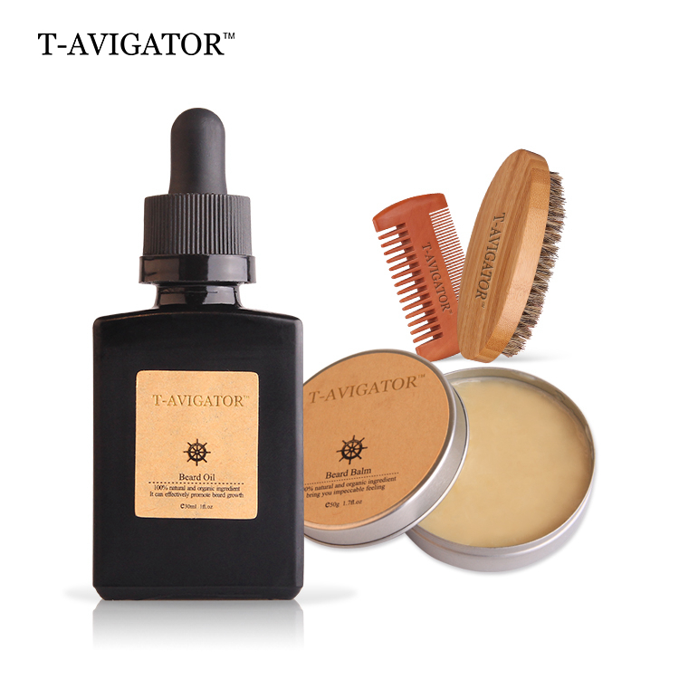 Private Label Beard Set Balm Tin Container And Beard Grow Kit Oil Packaging Matte Bottles Beard Kit Private Label