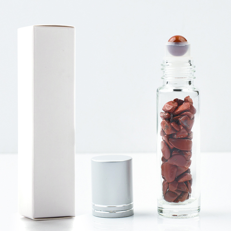 Private Label Gemstone Luxury Roller Essential Oil Bottle With Gemstone Roller Ball