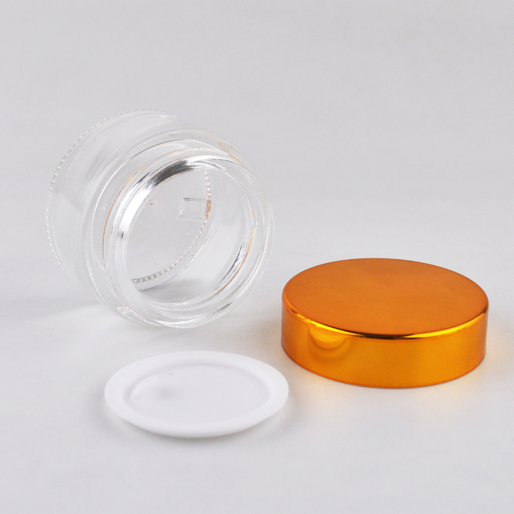 Private label 15g 30g 50g 100g clear frosted glass cosmetic jars with lids