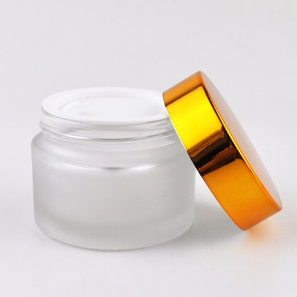Private label 15g 30g 50g 100g clear frosted glass cosmetic jars with lids