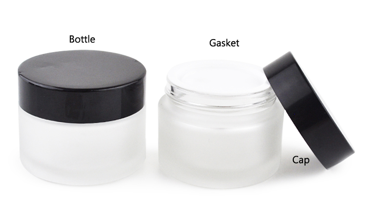 Private label 15g 30g 50g 100g clear frosted glass cosmetic jars with lids