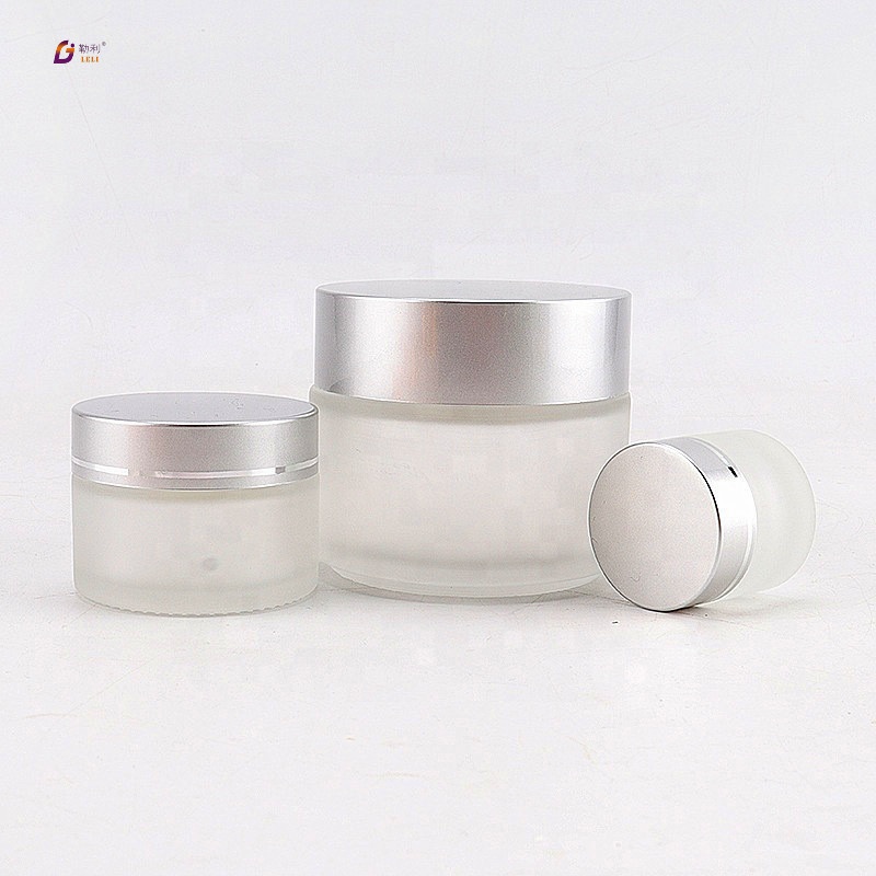 Private label Lip/body frosted cosmetic glass jar scrub container for cosmetic cream jars