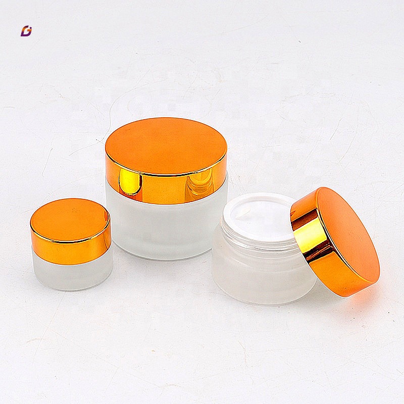 Private label Lip/body frosted cosmetic glass jar scrub container for cosmetic cream jars