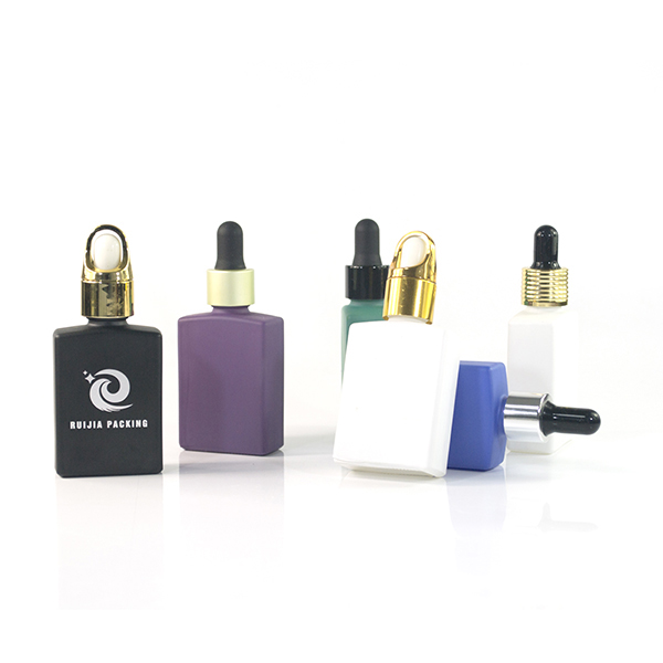 Private label essential oil dropper bottle 15 30ml 50 100ml rectangle matte black serum glass dropper bottle with rose gold cap