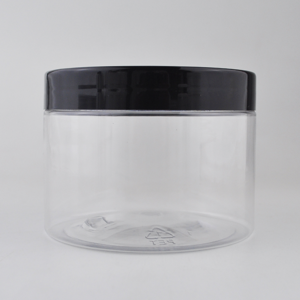 Private label sticker amber clear empty container 200g 16oz plastic cosmetic cream jar with screw lid