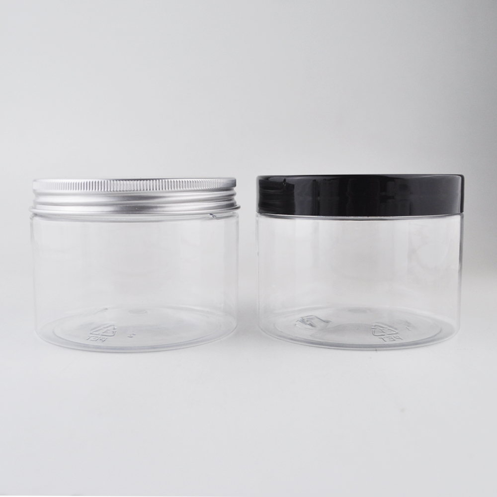 Private label sticker amber clear empty container 200g 16oz plastic cosmetic cream jar with screw lid