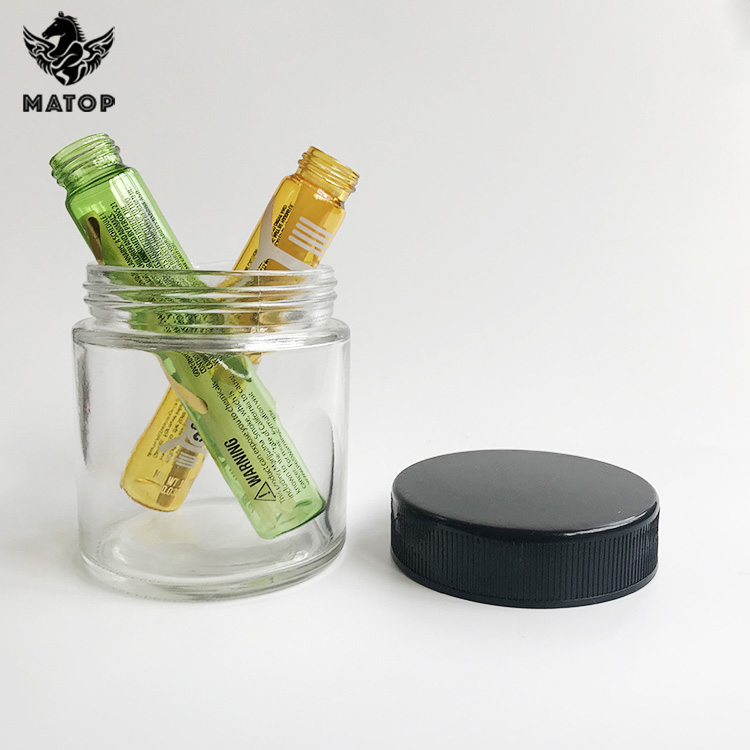Produce printed golden logo weed flower glass jars