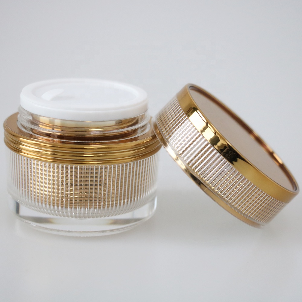 Professinal empty round shape luxury cosmetic cream empty acrylic plastic jar 15g 30g 50g