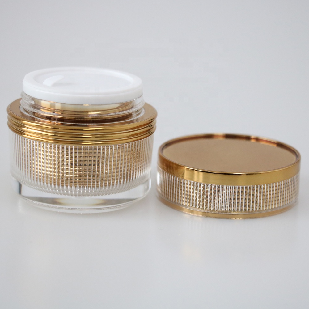 Professinal empty round shape luxury cosmetic cream empty acrylic plastic jar 15g 30g 50g