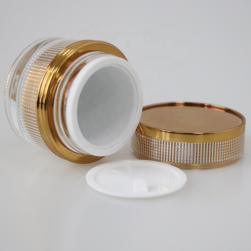 Professinal empty round shape luxury cosmetic cream empty acrylic plastic jar 15g 30g 50g