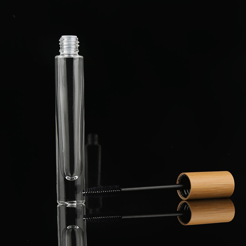Professional Design Empty Eyelash Tube 10ml Glass Mascara Bottles With Bamboo Cap