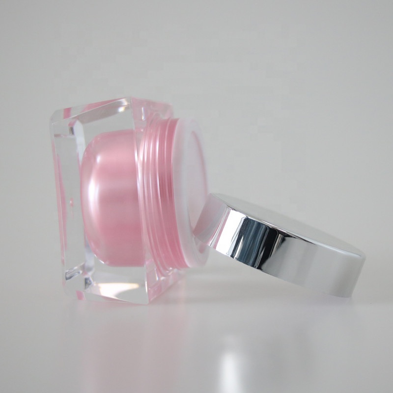 Professional Manufacturer 15g 30g 50g Double Wall Square Acrylic Cosmetic Cream Jar with Silver Lid