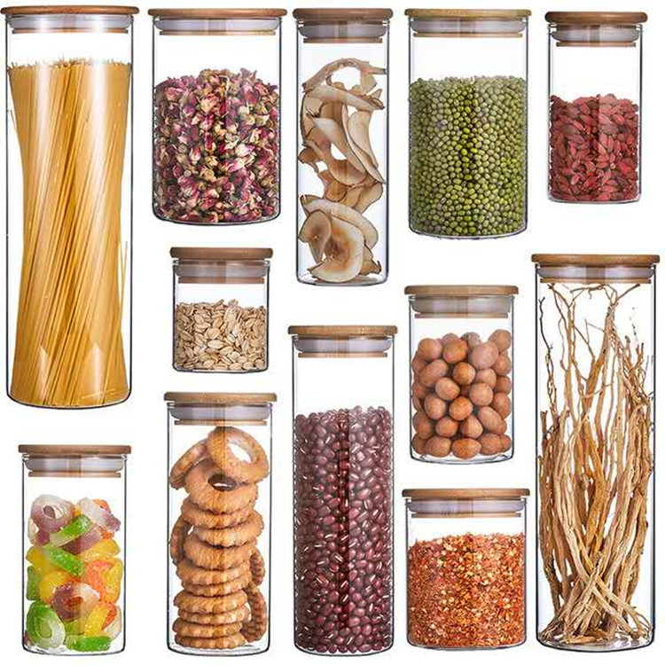 Professional factory wholesale transparent borosilicate glass food storage jar container