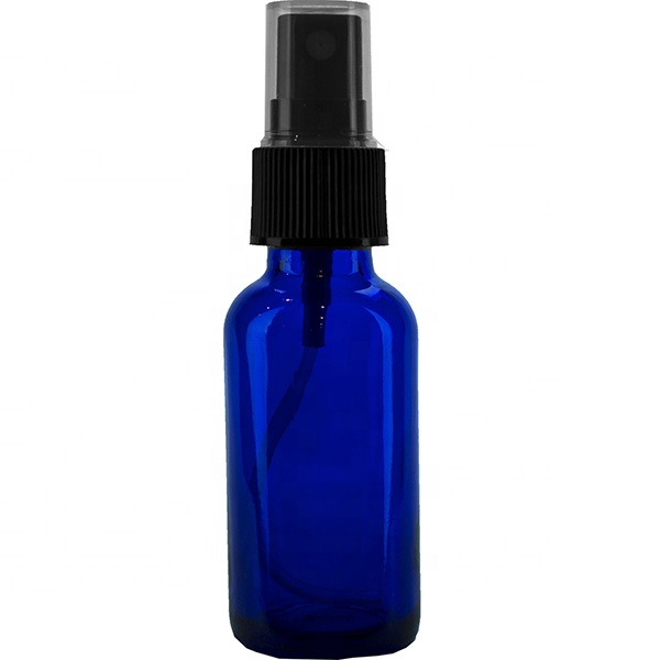 Promotion Product 15ml Glass Boston Bottle China Wholesale, 0.5oz Cobalt Blue Boston Round with Black Fine Mist Sprayer