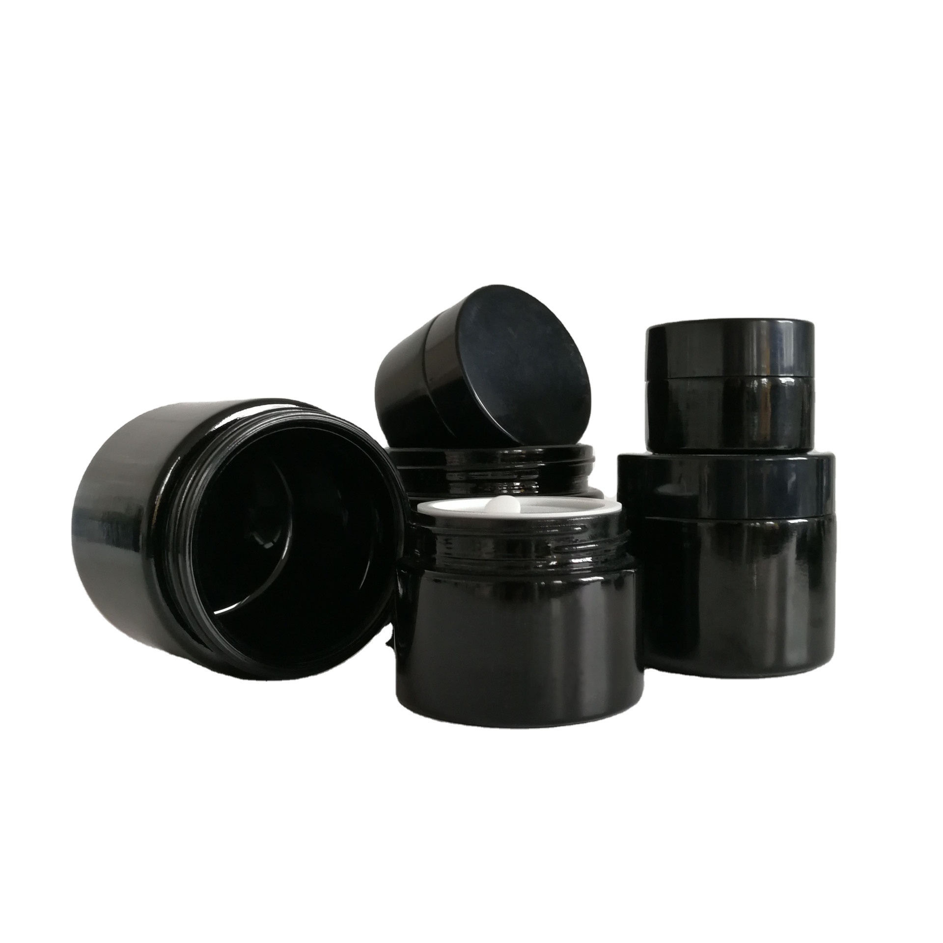 Promotion Round Black 5g 10g 30g 50g Cosmetic Cream Glass Jar With Black Lid