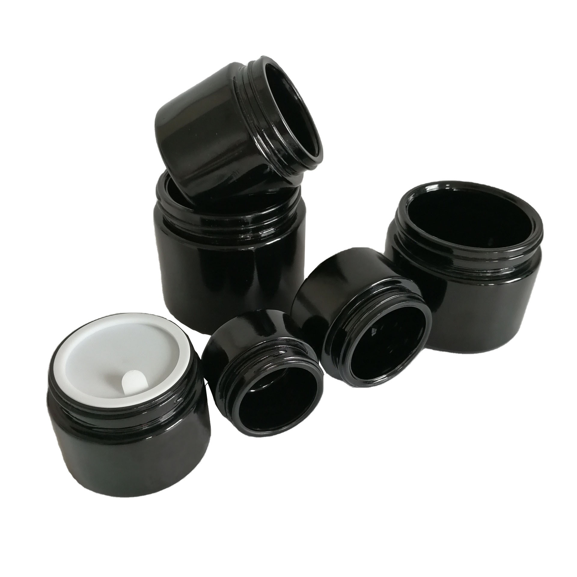 Promotion Round Black 5g 10g 30g 50g Cosmetic Cream Glass Jar With Black Lid