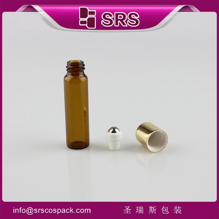 Promotion glass bottle roll on 5ml wholesale, new product amber 5ml glass attar roll on bottles for body care