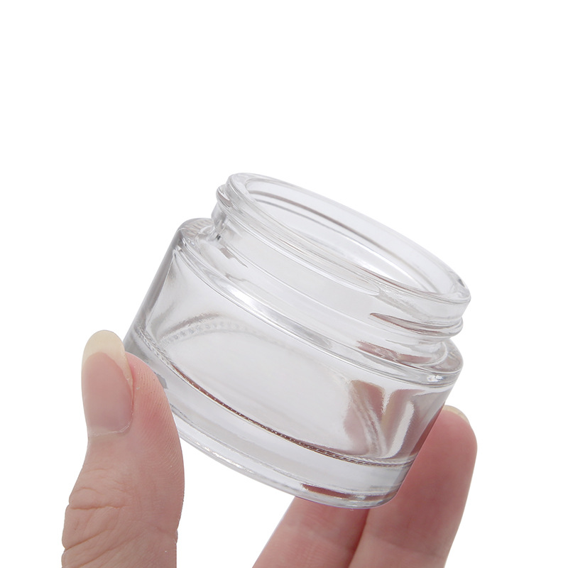 Promotion round clear 5g 10g 15g 20g 30g 50g glass cosmetic cream jar with lid
