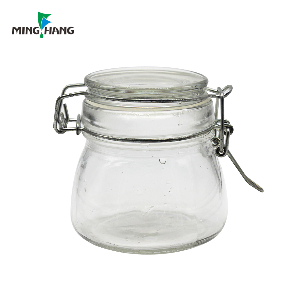 Promotional 150ML Clear Custom Kitchen utility Food Storage Airtight Seal glass clear Lock Lid Jar