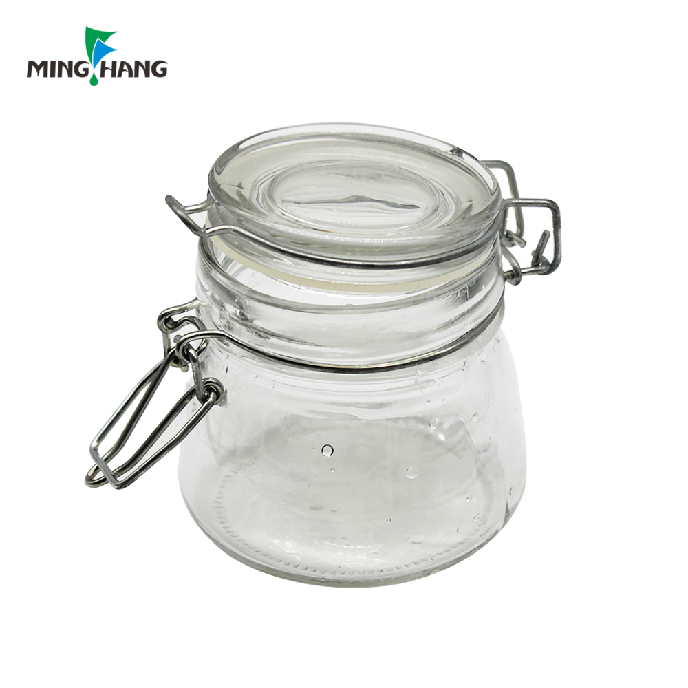 Promotional 150ML Clear Custom Kitchen utility Food Storage Airtight Seal glass clear Lock Lid Jar