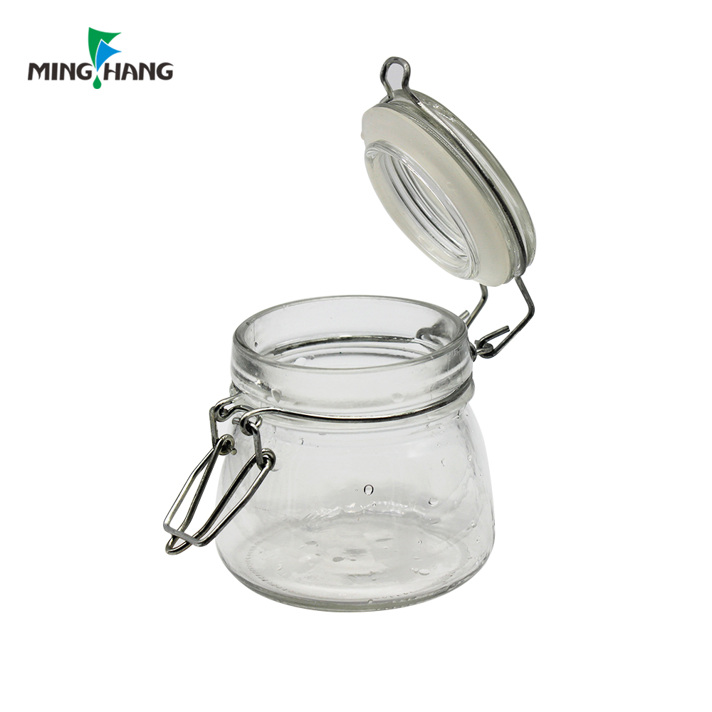 Promotional 150ML Clear Custom Kitchen utility Food Storage Airtight Seal glass clear Lock Lid Jar