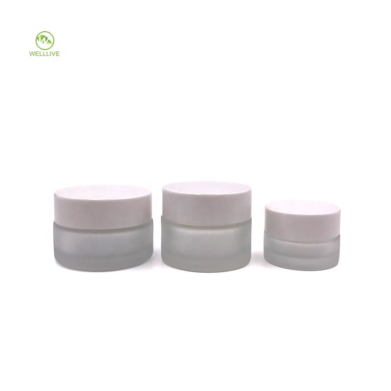 Promotional 5g 10g 15g 20g 30g 50g 100g frosted clear glass cream jar 1oz glass jar for personal care