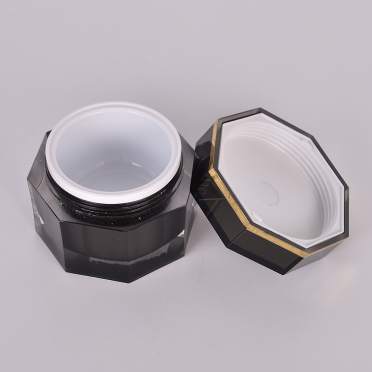 Promotional High Quality Fancy Design Cosmetics Black Gold Nail Polish Acrylic Cream Jars