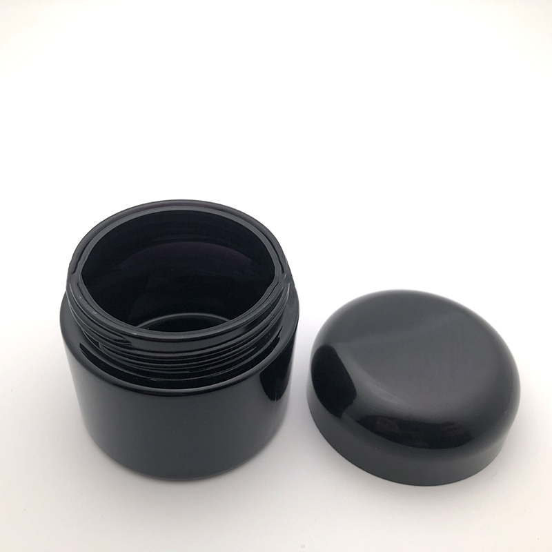 Promotional custom 2oz Cosmetic Glass Jar Black With Aluminum / Plastic Lid