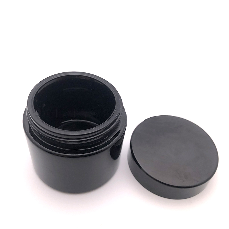 Promotional custom 2oz Cosmetic Glass Jar Black With Aluminum / Plastic Lid