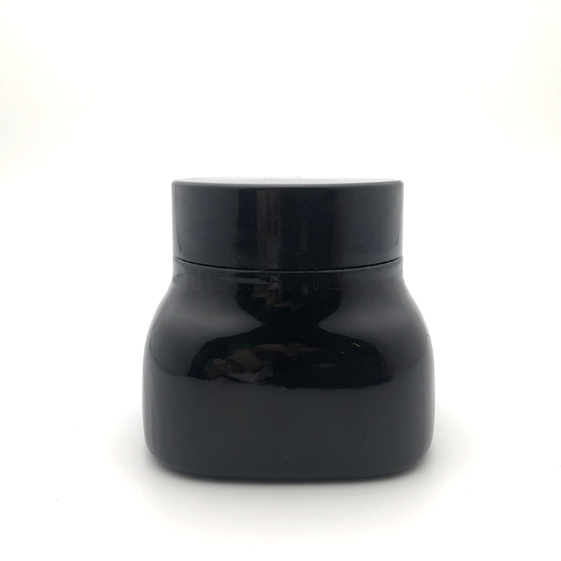 Promotional custom 2oz Cosmetic Glass Jar Black With Aluminum / Plastic Lid