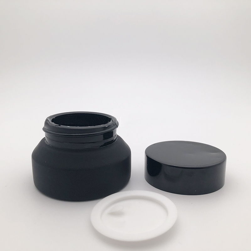 Promotional custom 2oz Cosmetic Glass Jar Black With Aluminum / Plastic Lid