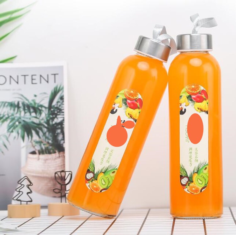 Promotional customized logo Glass drink wine bottle with lid