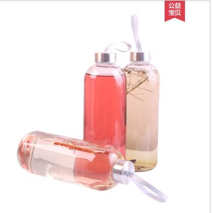 Promotional customized logo Glass drink wine bottle with lid