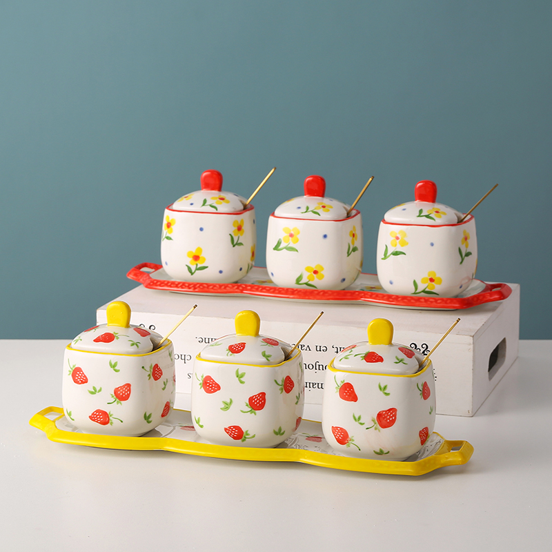 Promotional top quality Hand Painted porcelain jar ceramics kitchen luxury modern spice jar