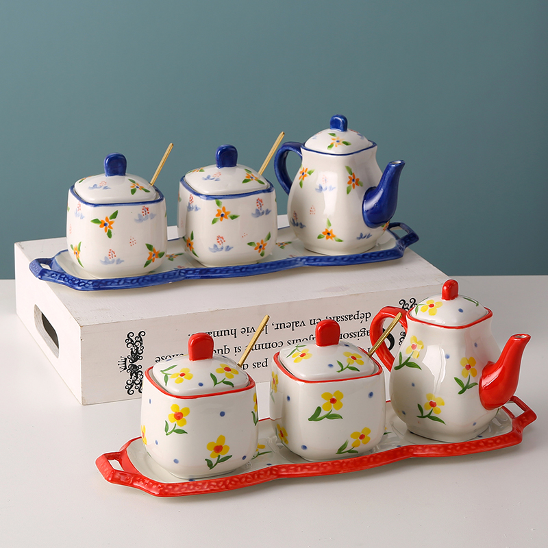 Promotional top quality Hand Painted porcelain jar ceramics kitchen luxury modern spice jar