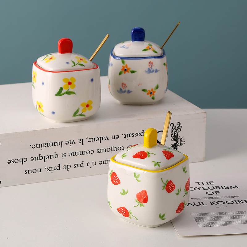 Promotional top quality Hand Painted porcelain jar ceramics kitchen luxury modern spice jar