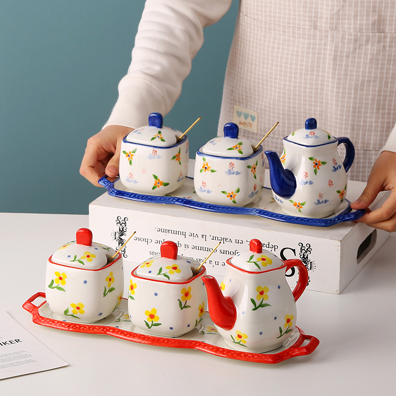 Promotional top quality Hand Painted porcelain jar ceramics kitchen luxury modern spice jar