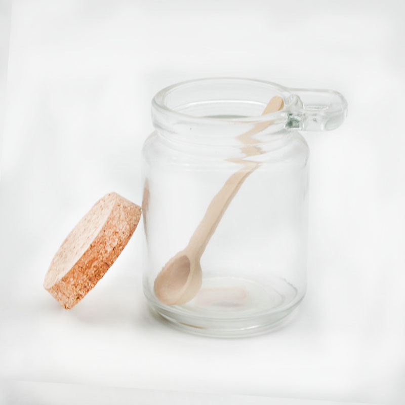 Pudding glass jars with bamboo cork and spoon