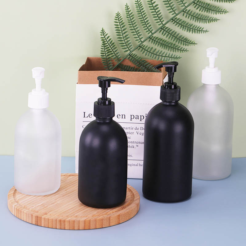 Pump Head And Labels Pump Press White Black Frosted Bottles Glass Storage Bottle For Hand Sanitizer Shampoo Lotion//