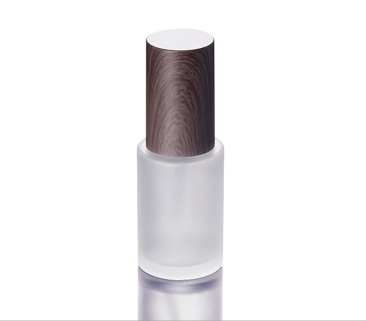 Pump Lotion Cosmetic Bottle Frosted Glass with Wood Lid Luxury Cosmetic Packaging Ze Light Stock Product 30ml Personal Care