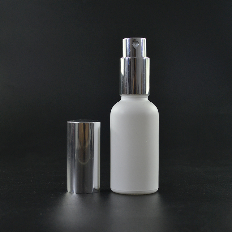 Pump sprayer sealing 1oz 30ml 50ml 100ml matte black white glass perfume spray bottle with mist cap